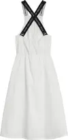 Calvin Klein LOGO TAPE STRAP MIDI Kadın Beyaz Elbise
