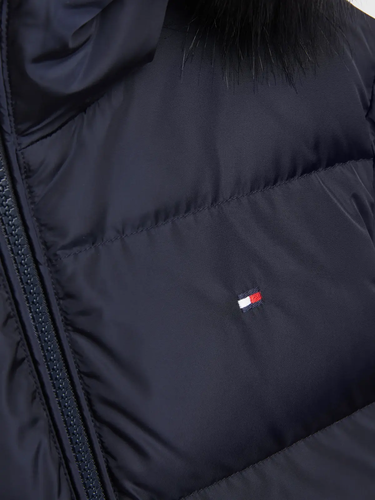 Tommy Hilfiger LONG WAISTED DOWN CO Kadın Siyah Şişme Mont