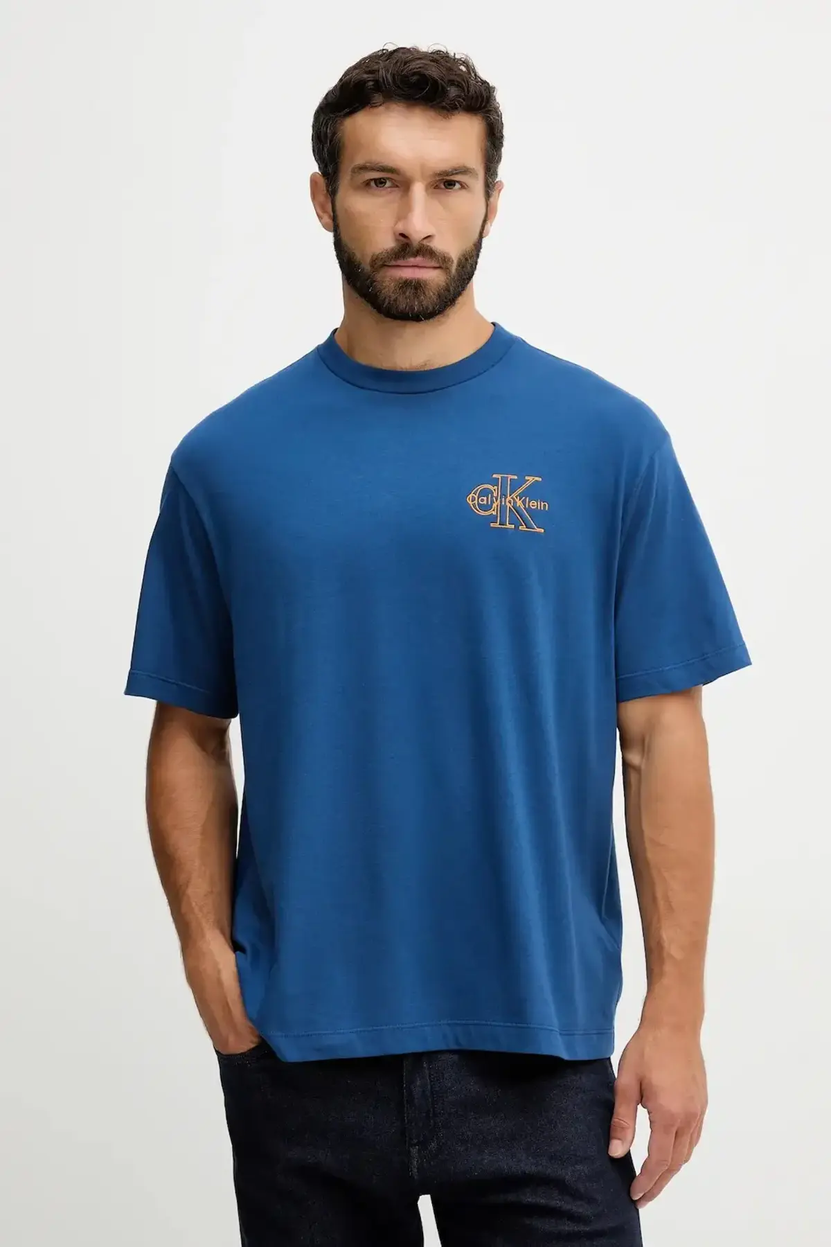 Calvin Klein SS 30S MICRO MONOLOGO GRAPHIC TE Mavi Erkek Tişört