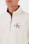 Calvin Klein LS CHUNKY PIQUE RLXD Beyaz Regular Fit Erkek Sweatshirt