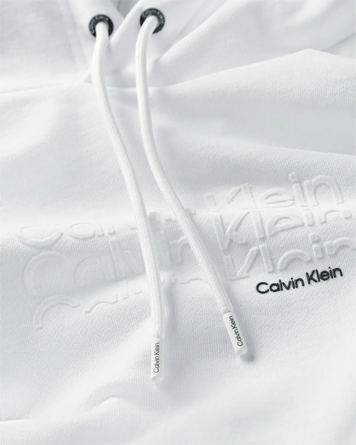 Calvin Klein TRIPLE LOGO FLOCK CO Erkek Beyaz Hoodie
