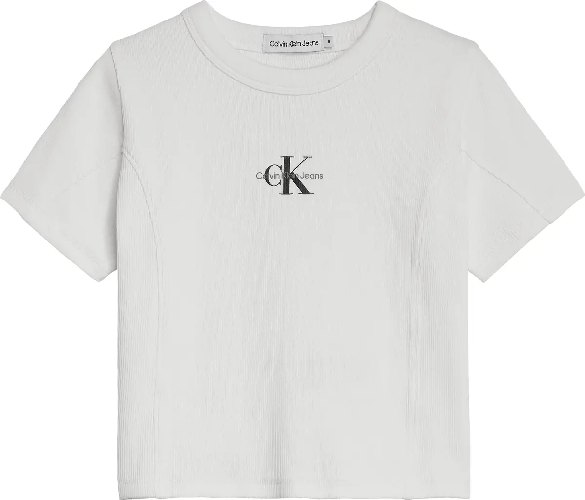 Calvin Klein MONOGRAM RIB TOP Kadın Beyaz T-Shirt