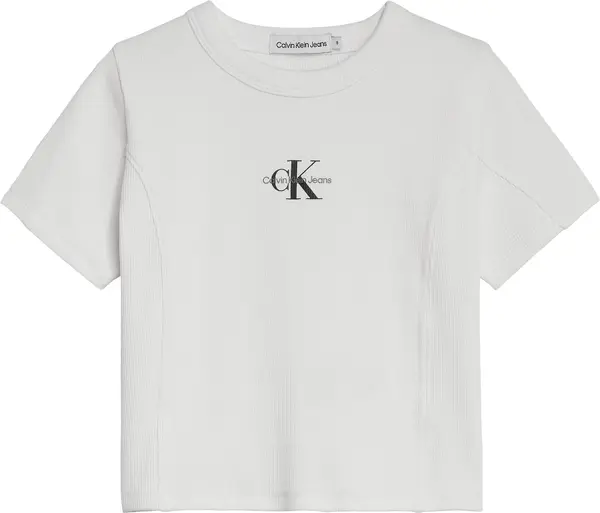 Calvin Klein MONOGRAM RIB TOP Kadın Beyaz T-Shirt