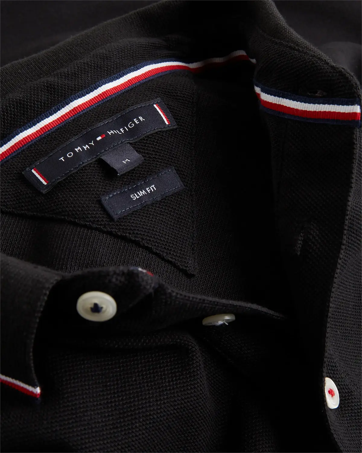 Tommy Hilfiger CORE TOMMY TIPPED SL Erkek Siyah Polo T-Shirt