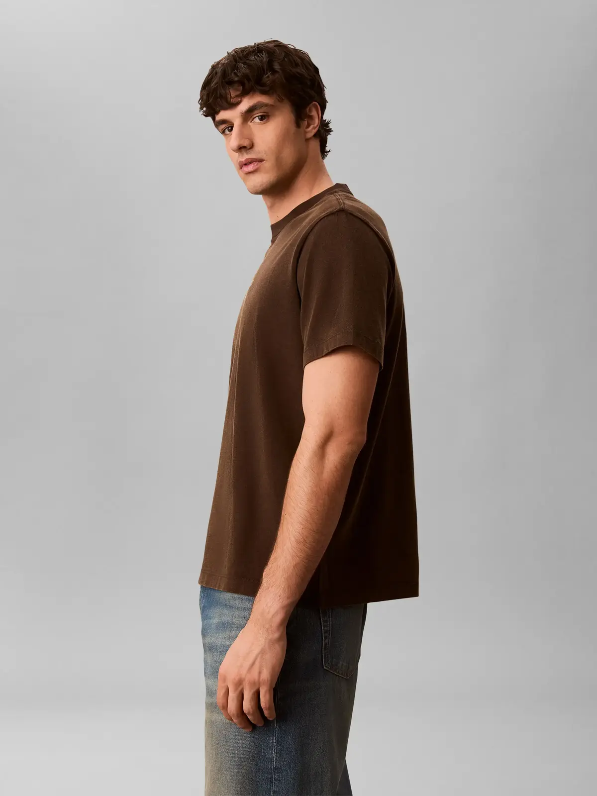 Calvin KleinSS 20S ACID WASH GRA, TO2 Kahverengi Erkek T-Shirt