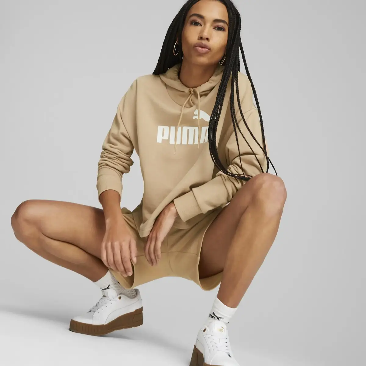 Puma Ess Crop Hoodie Bej Kadın Sweatshirt