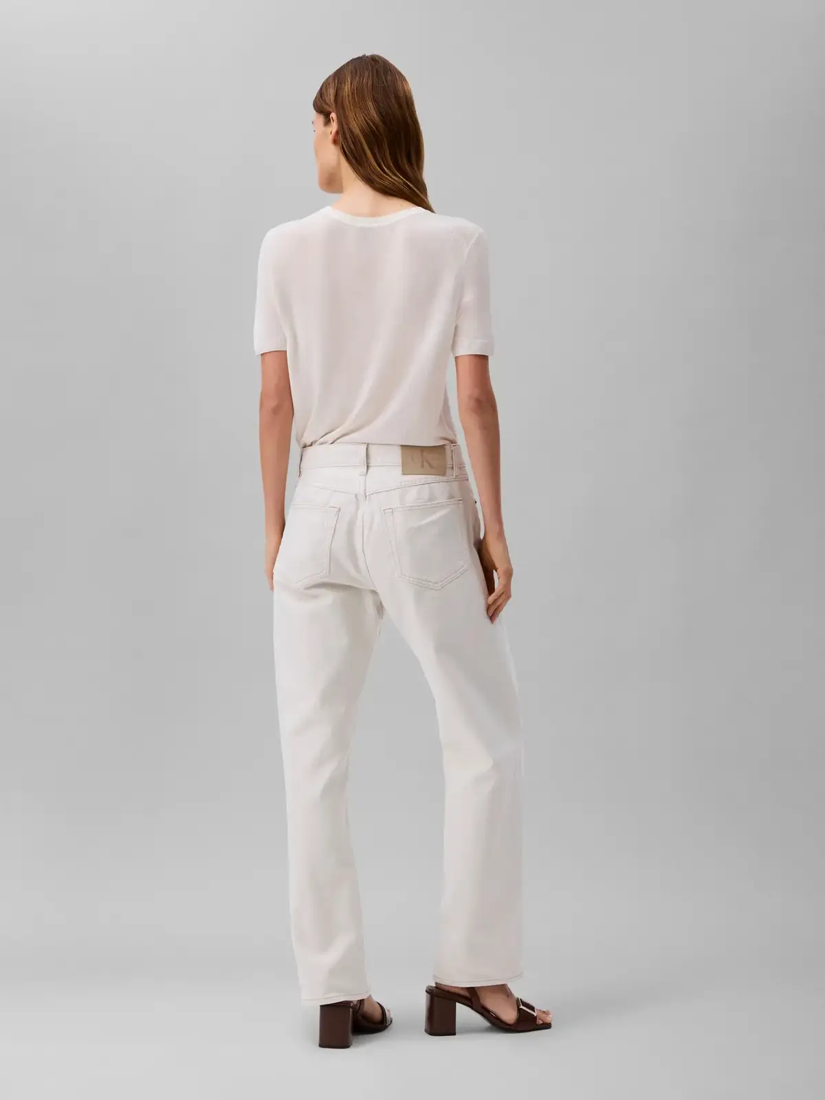 Calvin Klein SIGNATURE 90s STRAIGHT Beyaz Kadın Kot Pantolon