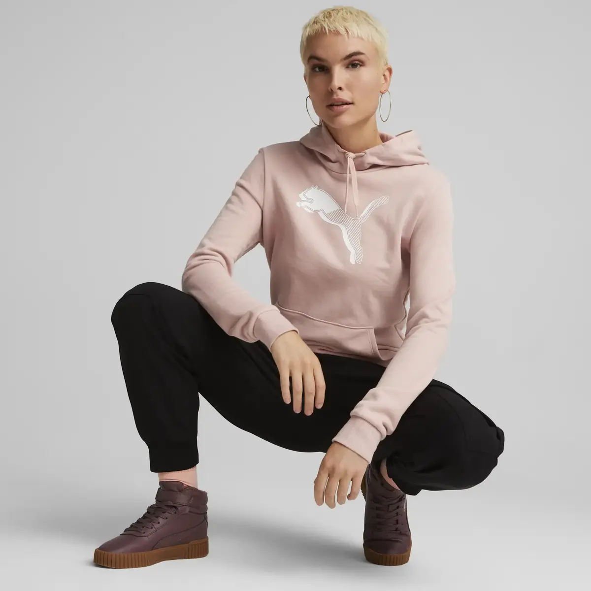 PUMA Power Graphic Hoodie Pembe Kadın Sweatshirt