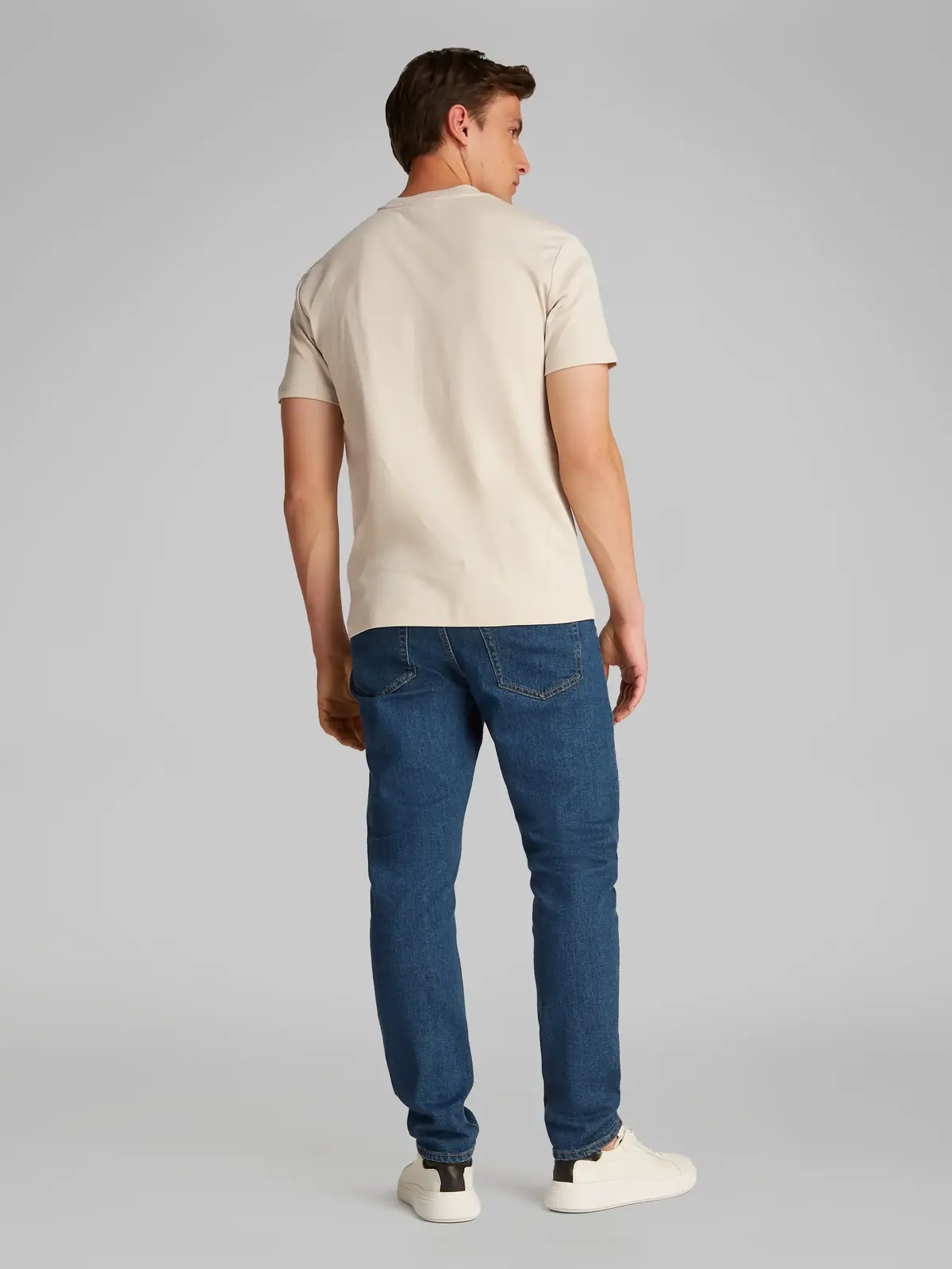 Calvin Klein MICRO LOGO INTERLOCK Bej Erkek Tişört