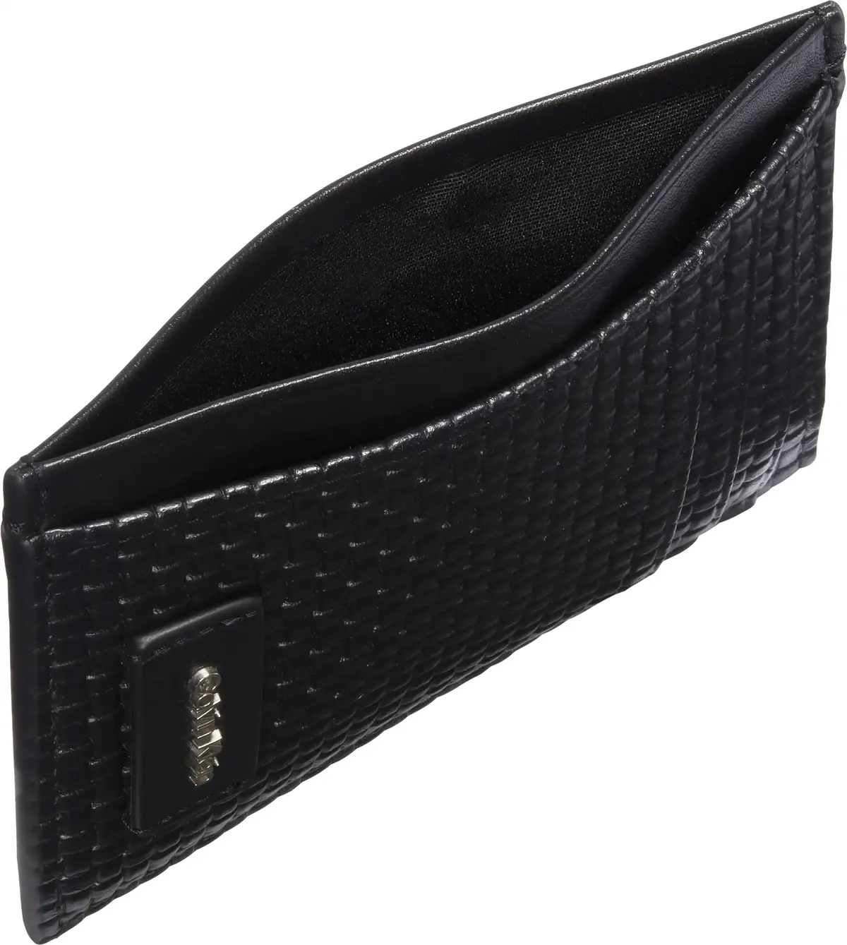 Calvin Klein EMBOSSED WOVEN N/S CARD CASE Erkek Siyah Cüzdan