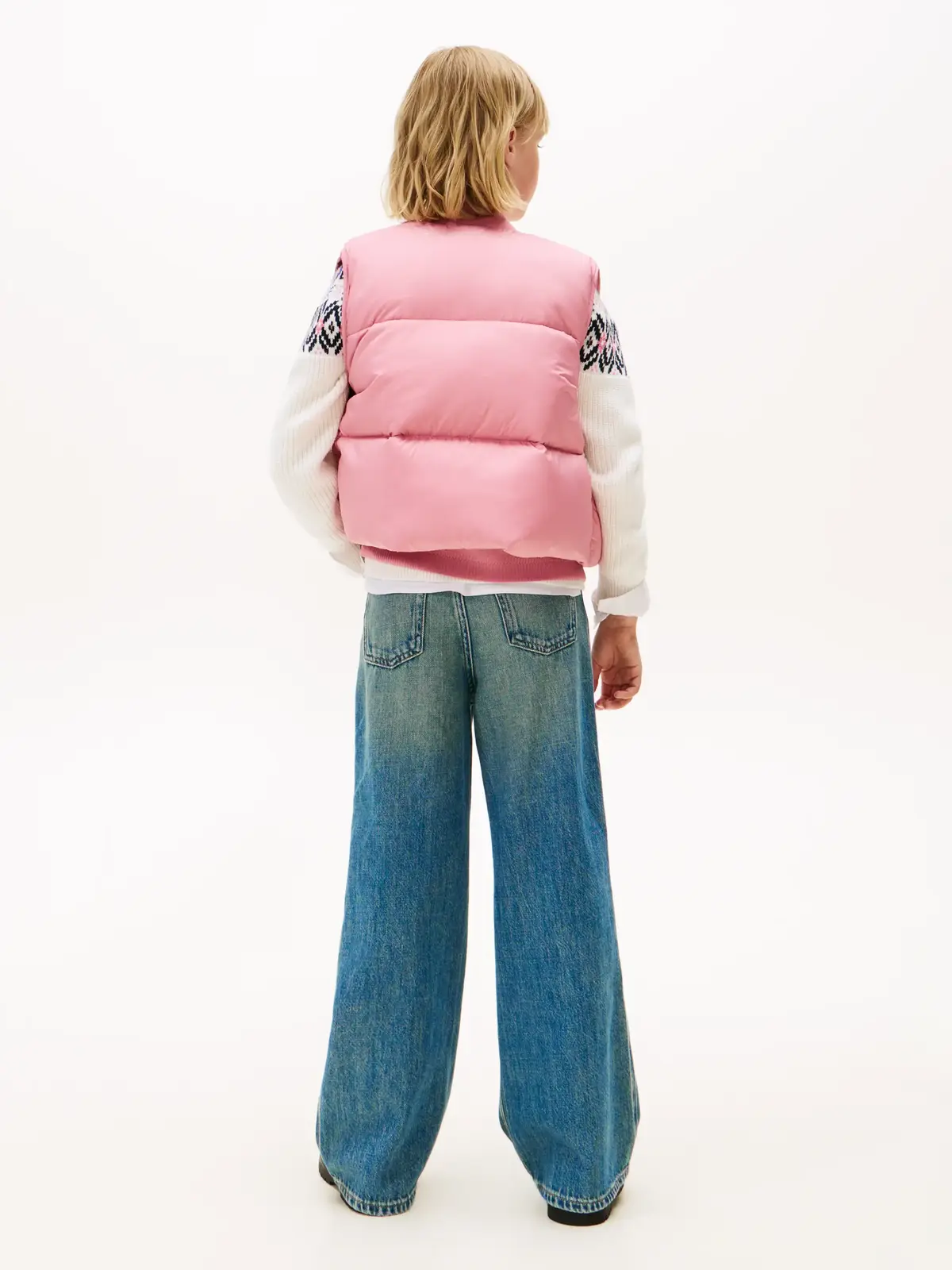 Tommy Hilfiger Branded Puffer Pembe Kız Çocuk Yelek