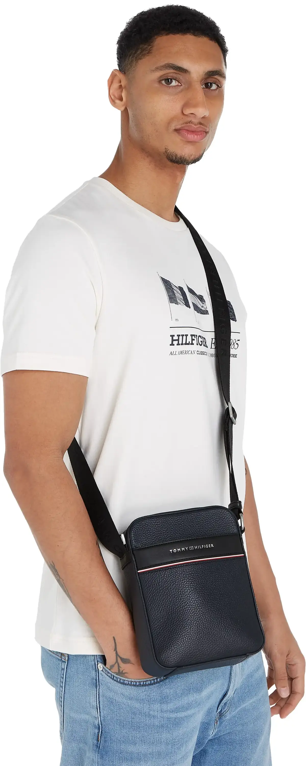 Tommy Hilfiger TH CORP MINI REPORTE, DW6 Siyah Erkek Çanta