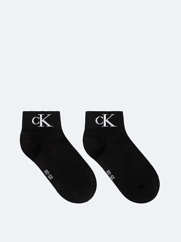 Calvin Klein CKJ WOMEN QUARTER 2P MONOGRAM Kadın Siyah Çorap