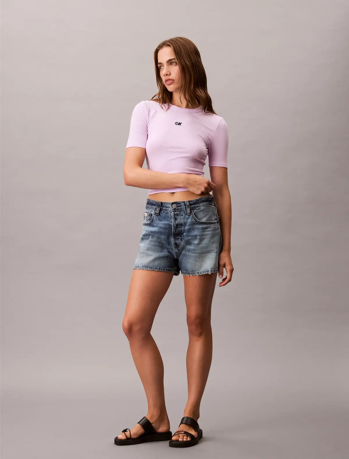 Calvin Klein A- Modal Rib Tee Pembe Kadın Tişört