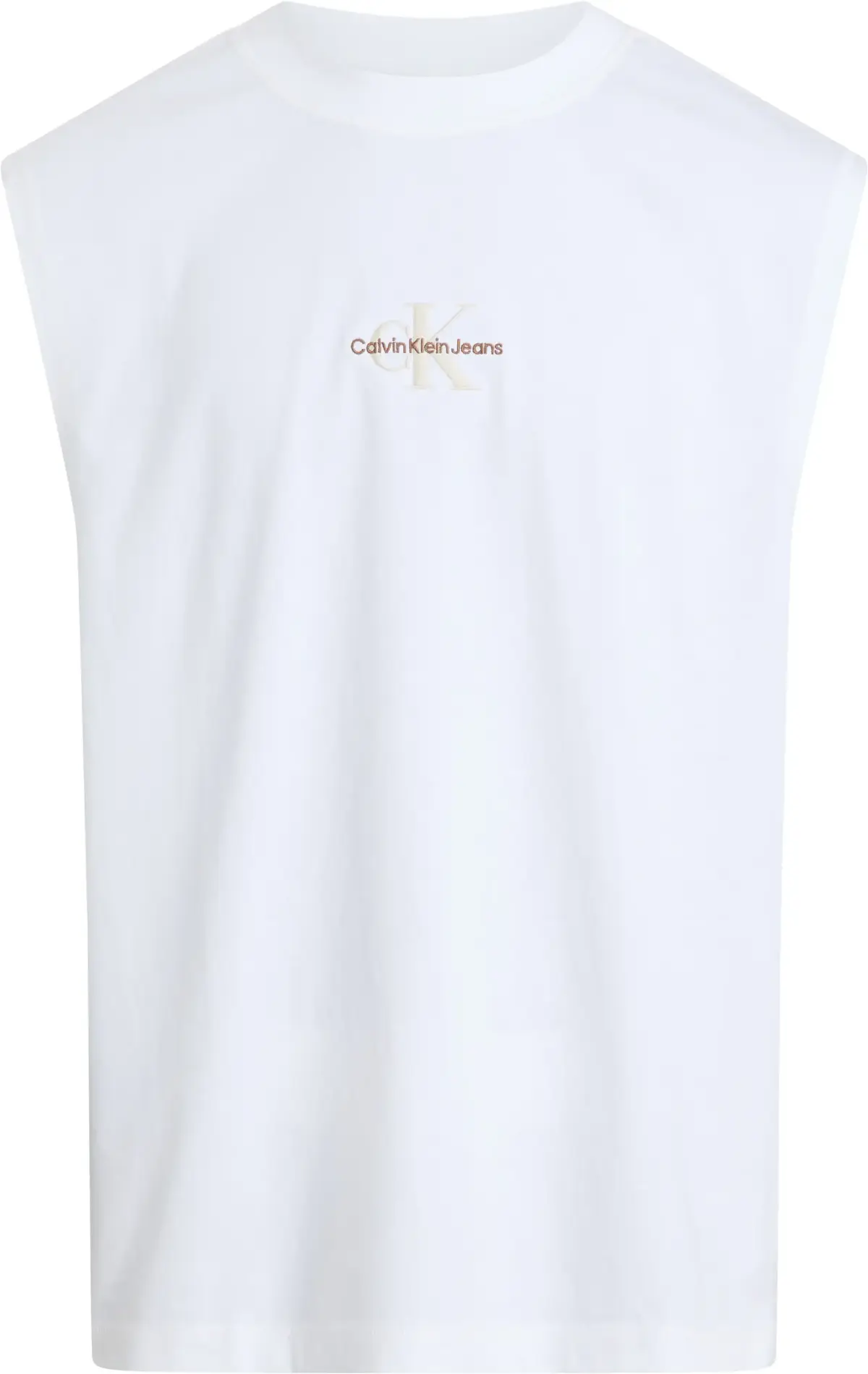Calvin Klein MONOLOGO SLEEVELESS, YAF Beyaz Erkek T-Shirt & Polo