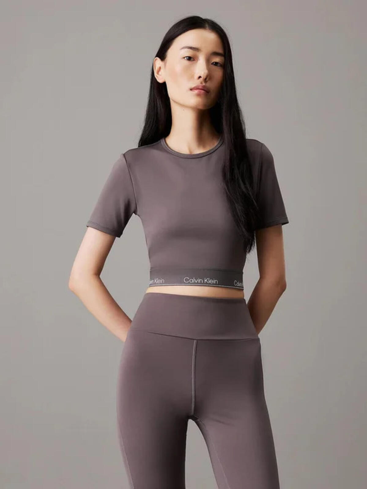 Calvin Klein WO - SS T-Shirt (Cro, PTS Gri Kadın T-Shirt