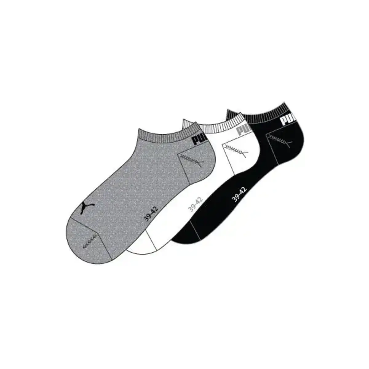 Puma Unısex Sneaker Plaın 3P Gri, Beyaz, Siyah Unisex 3Lü Yüksek Sneaker Çorap