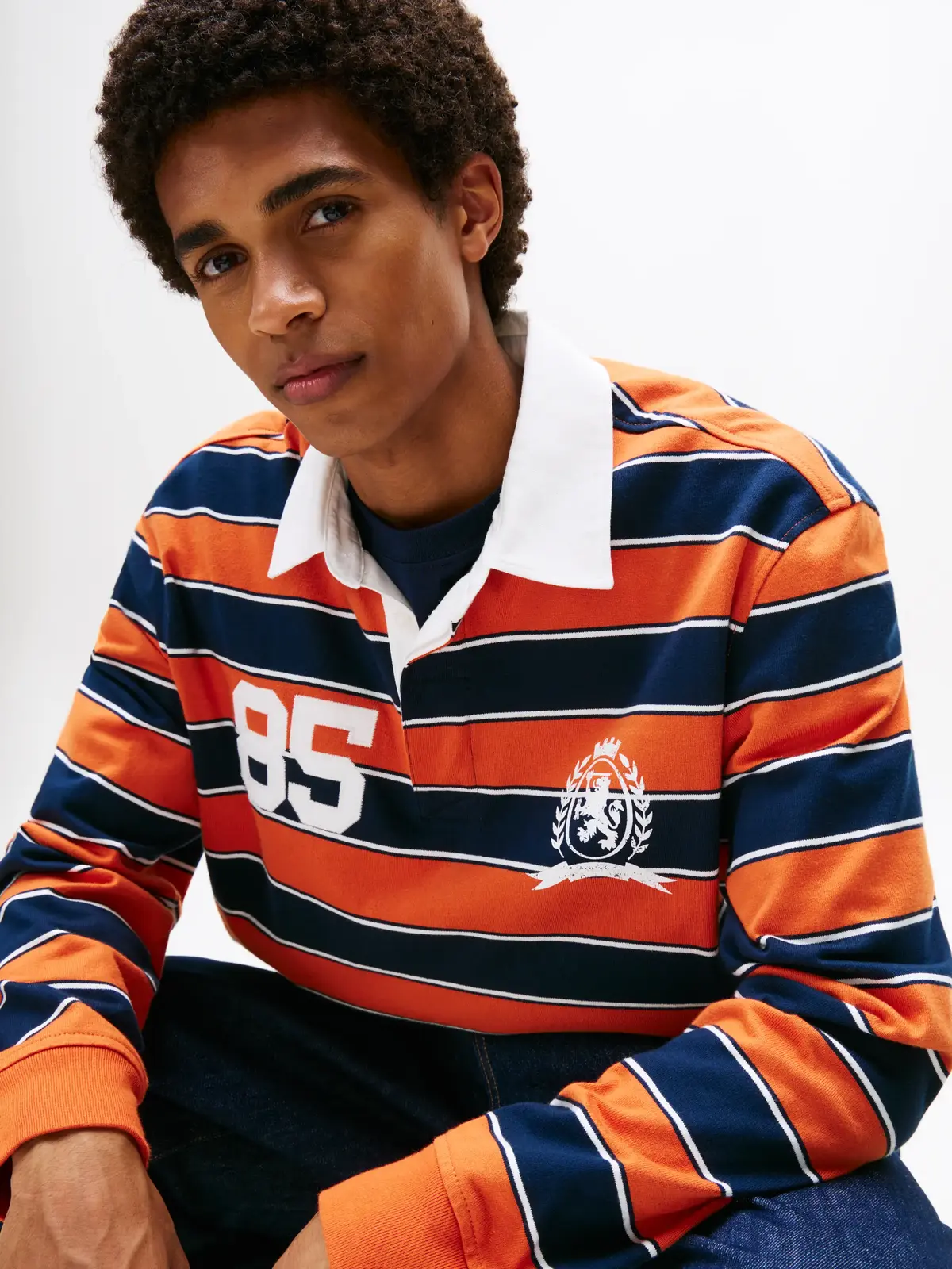 Tommy Hilfiger TJM RLX STRIPE RUGBY, SZZ Turuncu Erkek Polo T-Shirt