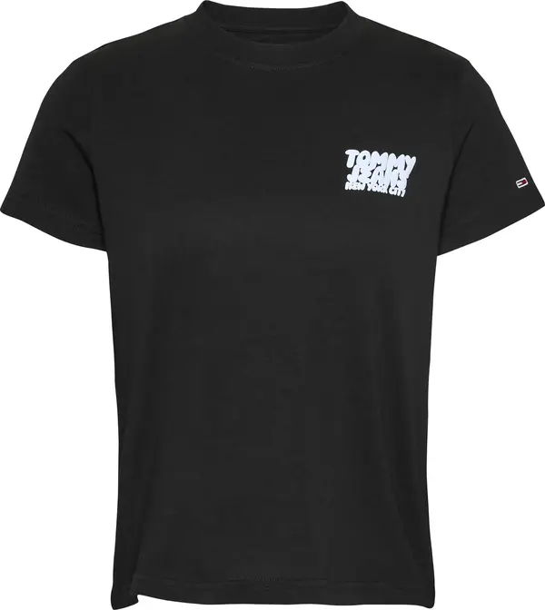 Tommy Hilfiger TJW REG TJ BUBBLE TE, BDS Siyah Kadın T-Shirt & Polo