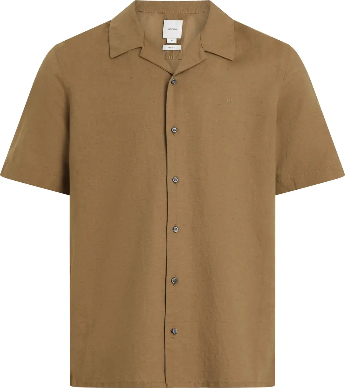 Calvin Klein LINEN COTTON CUBAN S, GYM Kahverengi Erkek Gömlek