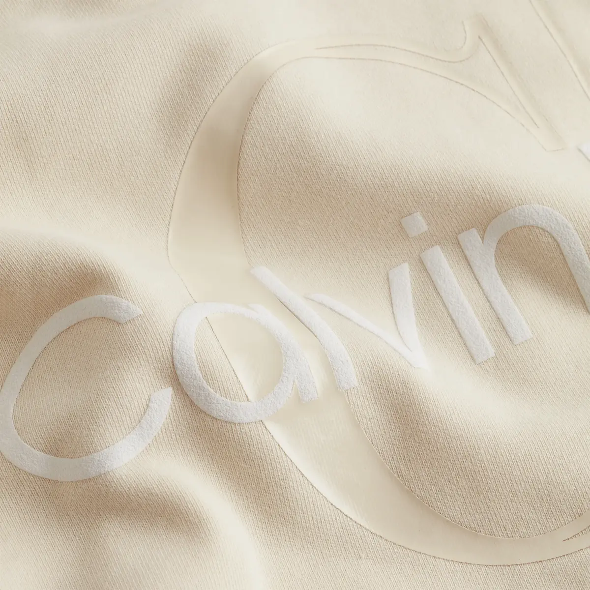 Calvin Klein GLOSSY MONOGRAM HOOD Kadın Krem Hoodie