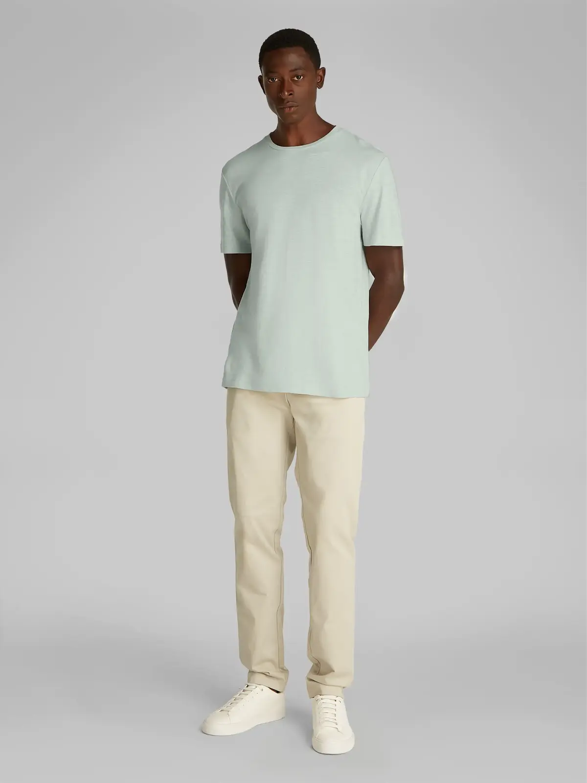 Calvin Klein LINEN COTTON T-SHIRT Yeşil Erkek Tişört