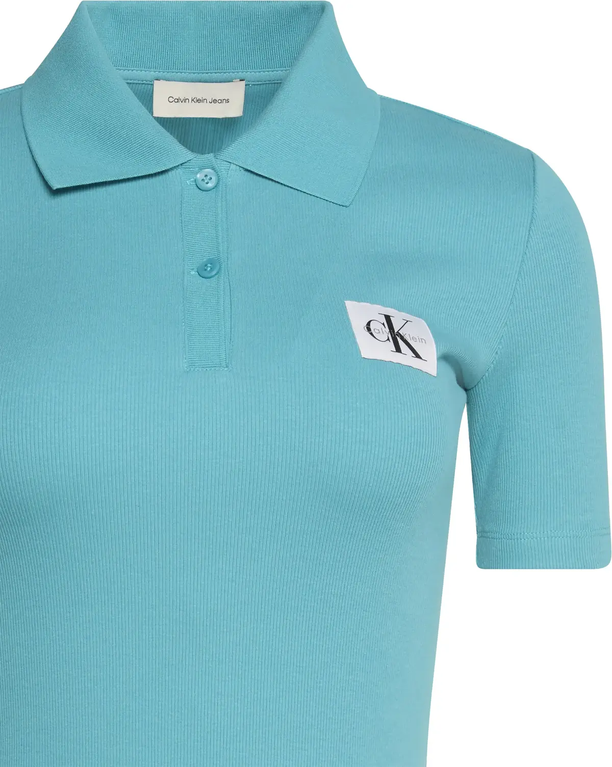 Calvin Klein A - WOVEN LABEL 2X2 RIB POLO Yeşil Kadın Polo T-Shirt