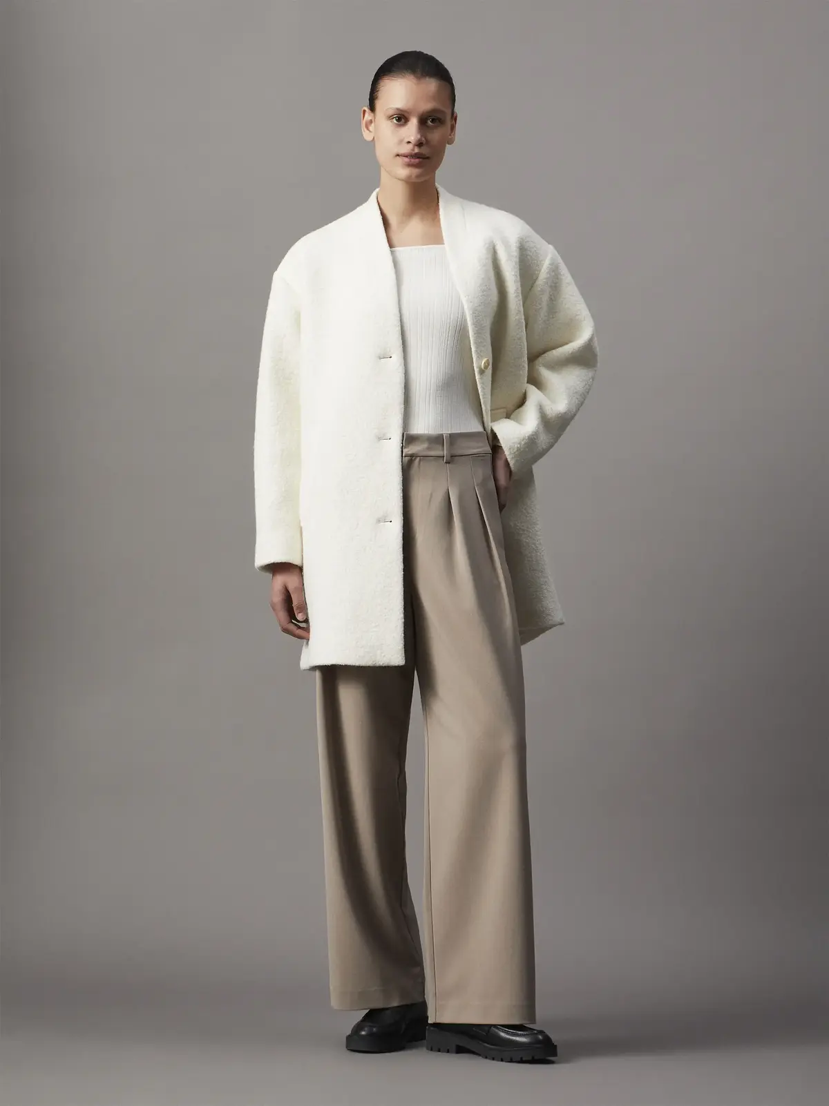 Calvin Klein TAILORED WIDE LEG PA Kadın Kahverengi Kumaş Pantolon