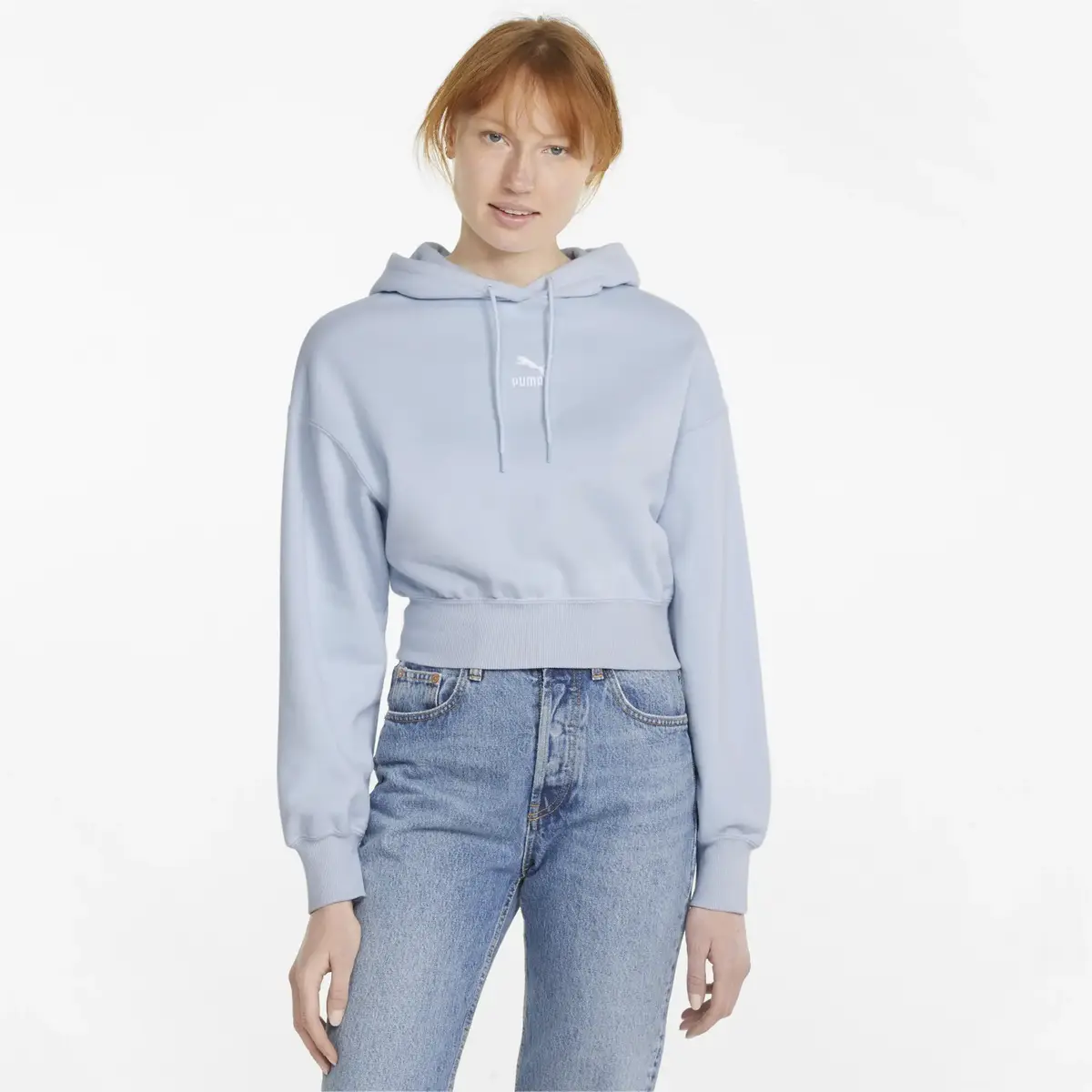 Puma Classics Crop Hoodie TR Arctic Ice Mavi Kadın Sweatshirt