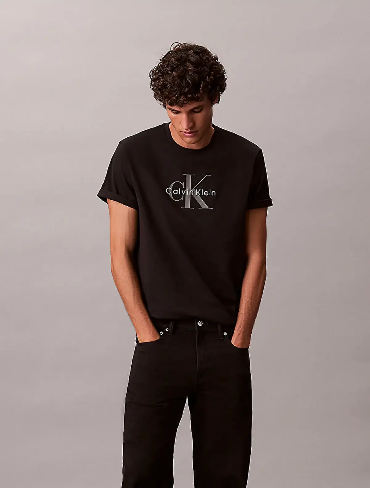 Calvin Klein SS Hero Monologo Tee 20s Siyah Erkek Tişört