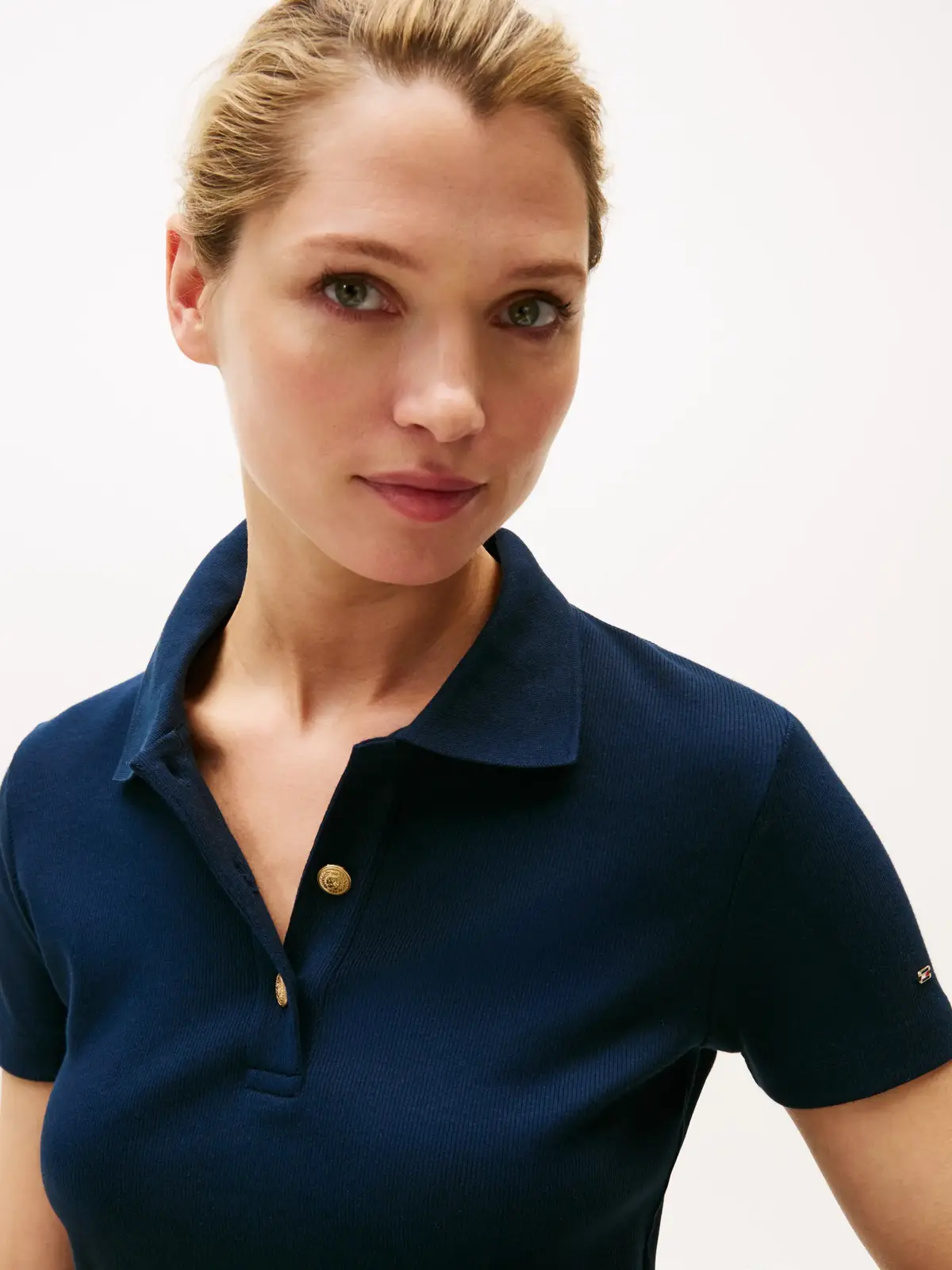 Tommy Hilfiger SLIM GOLD BUTTON POL, C1G Lacivert Kadın T-Shirt & Polo