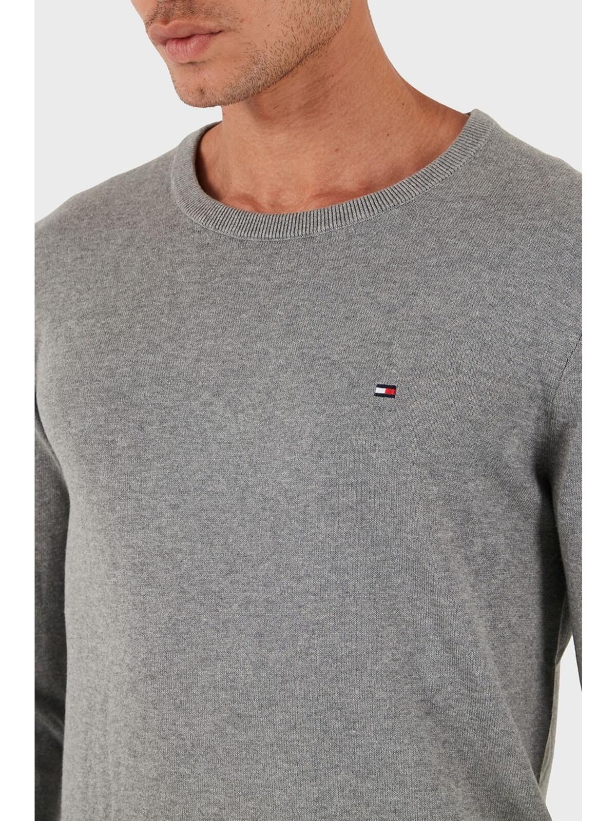 Tommy Hilfiger CORE ESSENTIAL COTTO Erkek Gri Kazak