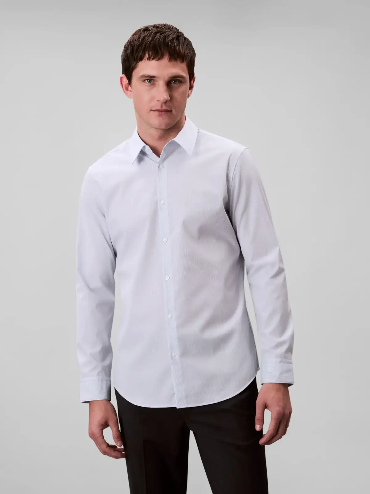 Calvin Klein LS THIN STRIPE SUPIMA STRETCH SL Mavi Erkek Tişört