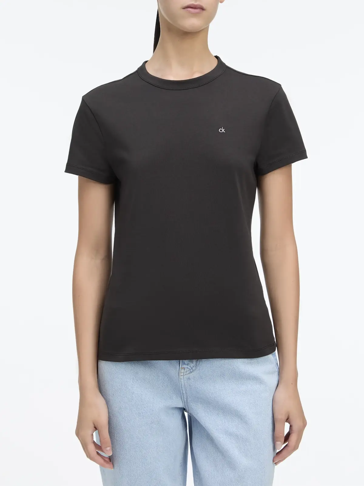 Calvin Klein CK EMB GRAPHIC SLIM, BEH Siyah Kadın T-Shirt & Polo