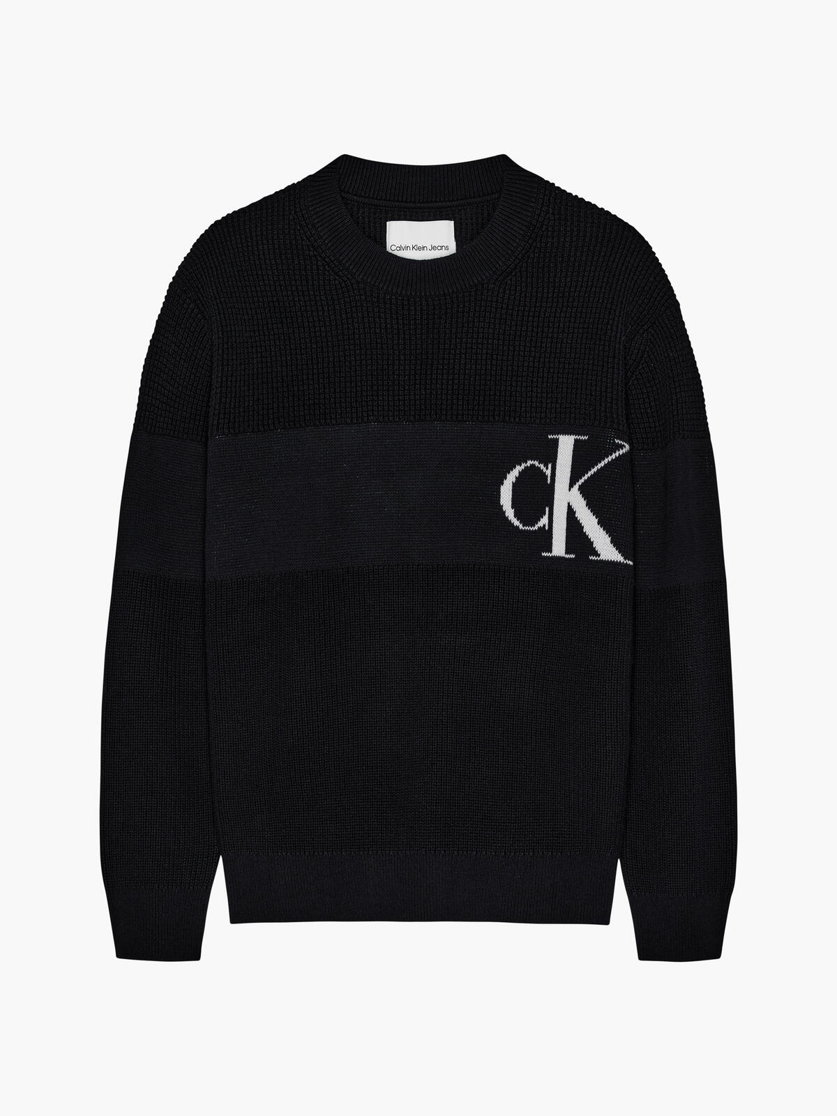 Calvin Klein INTARSIA CHEST MONOG Erkek Siyah Kazak