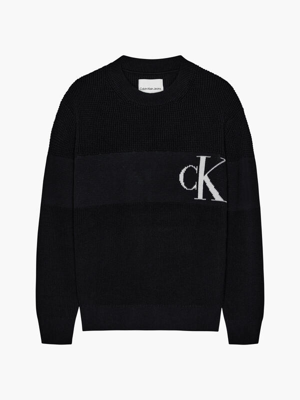 Calvin Klein INTARSIA CHEST MONOG Erkek Siyah Kazak