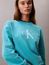 Calvin Klein LS MONOLOGO FRENCH TERRY RLXD CR Yeşil Kadın Sweatshirt