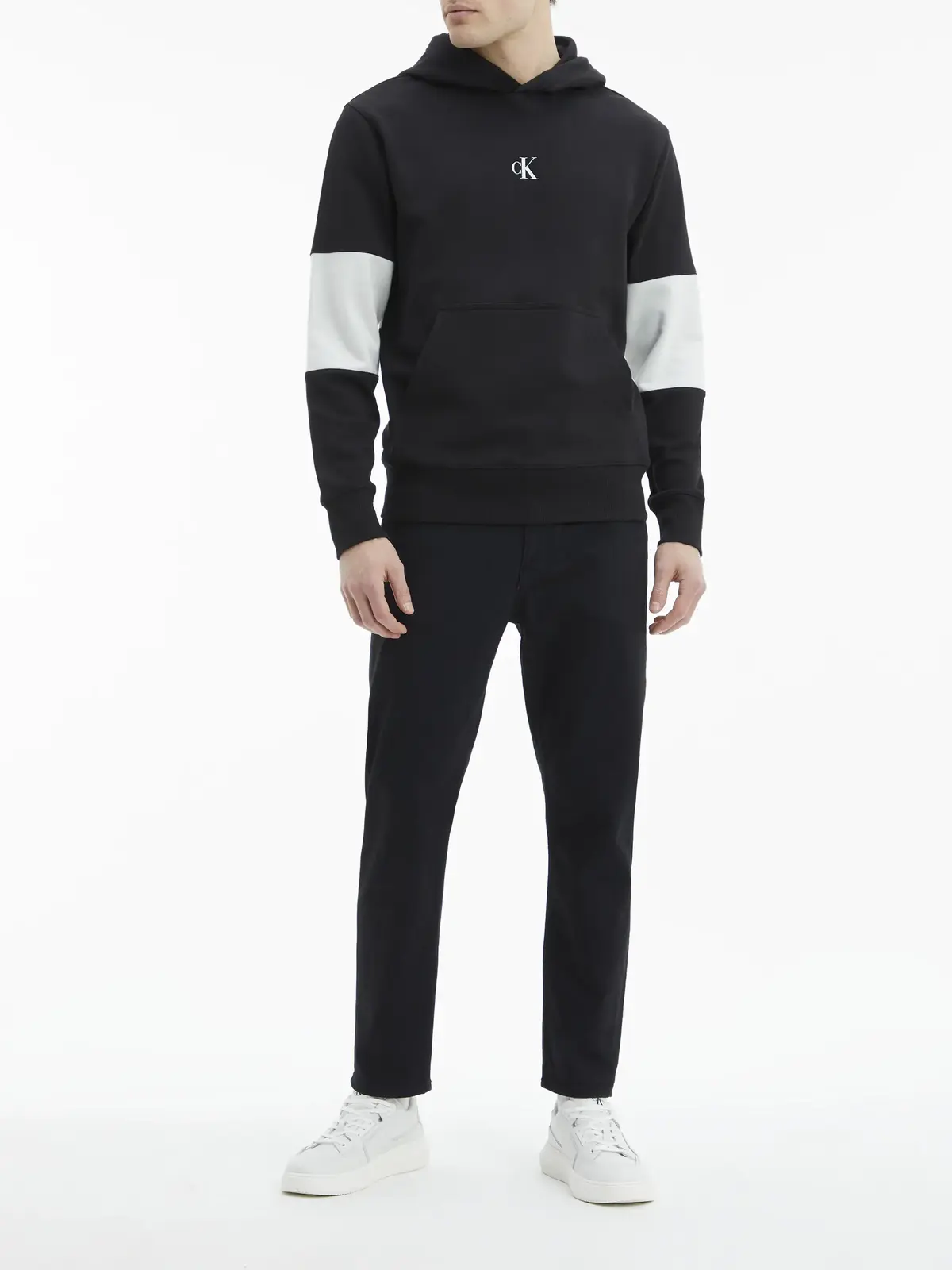 Calvin Klein STRIPE CK COLORBLOCK Erkek Siyah Hoodie