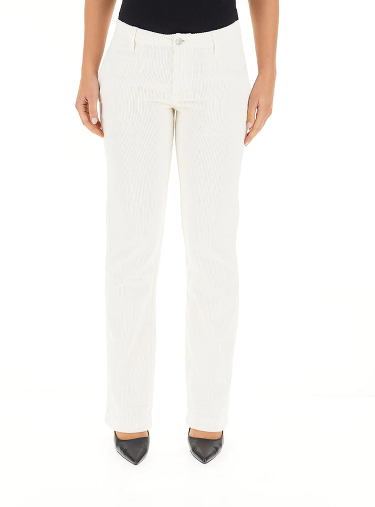 Calvin Klein COTTON CORDUROY STRA, YBI Kadın Beyaz Pantolon