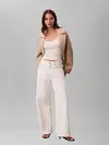 Calvin Klein SL VARIGATED RIB NAN Beyaz Kadın Fitilli Pamuklu Askılı Bluz