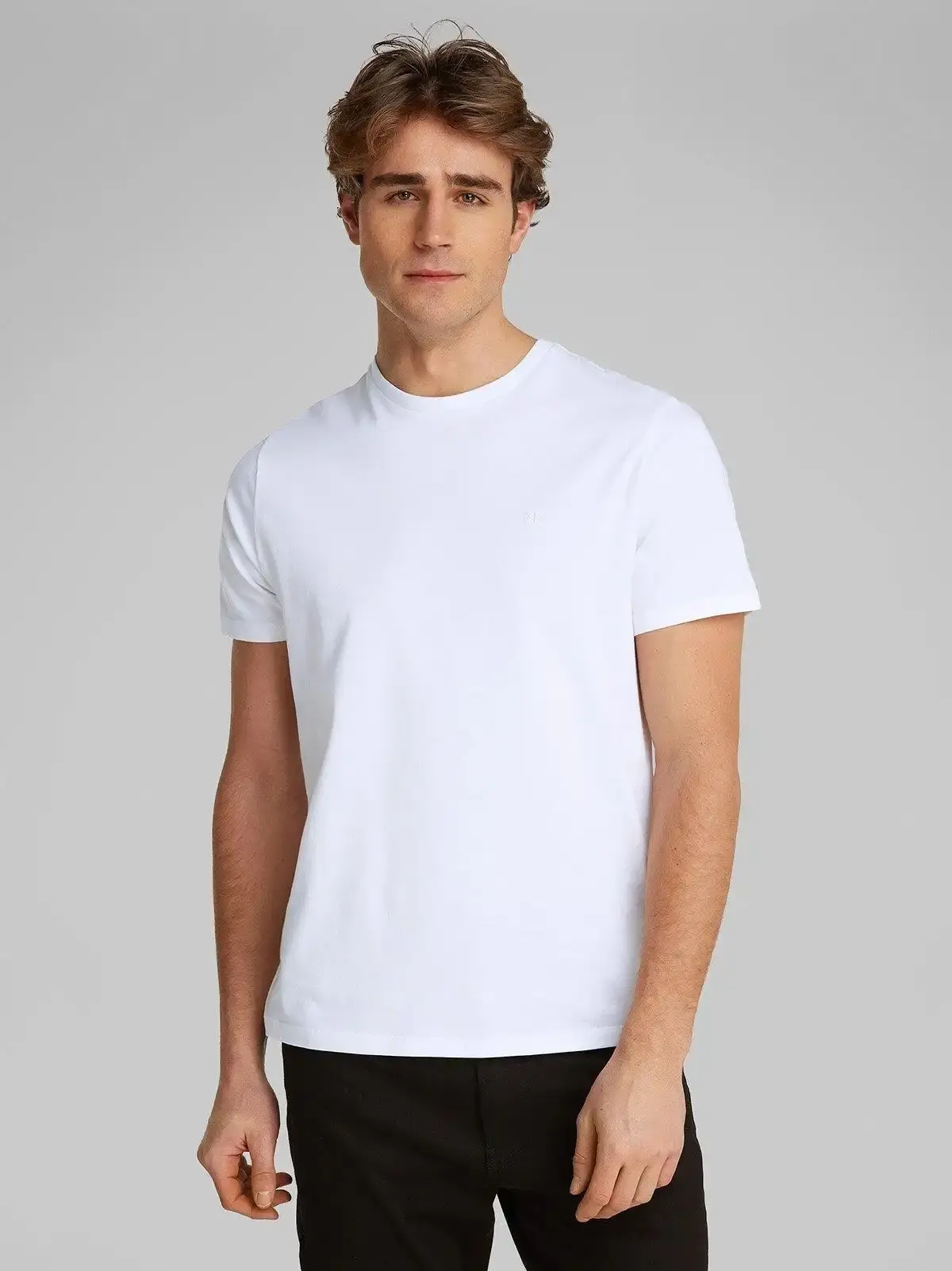 Calvin Klein SS SMOOTH CTTN SOLID CREWNK TEE Beyaz Erkek Tişört