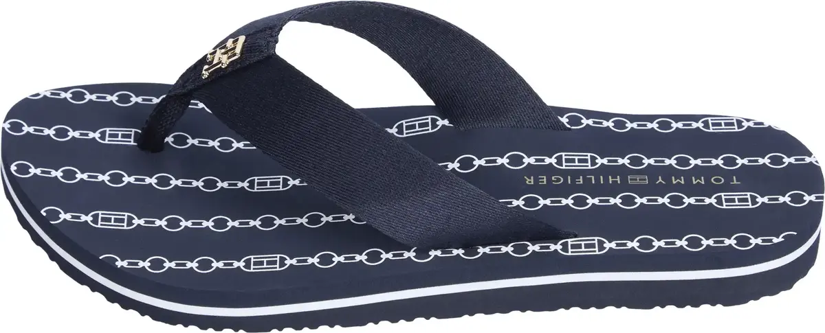 Tommy Hilfiger TH CHAIN PRINT BEACH, DW6 Siyah Kadın Terlik