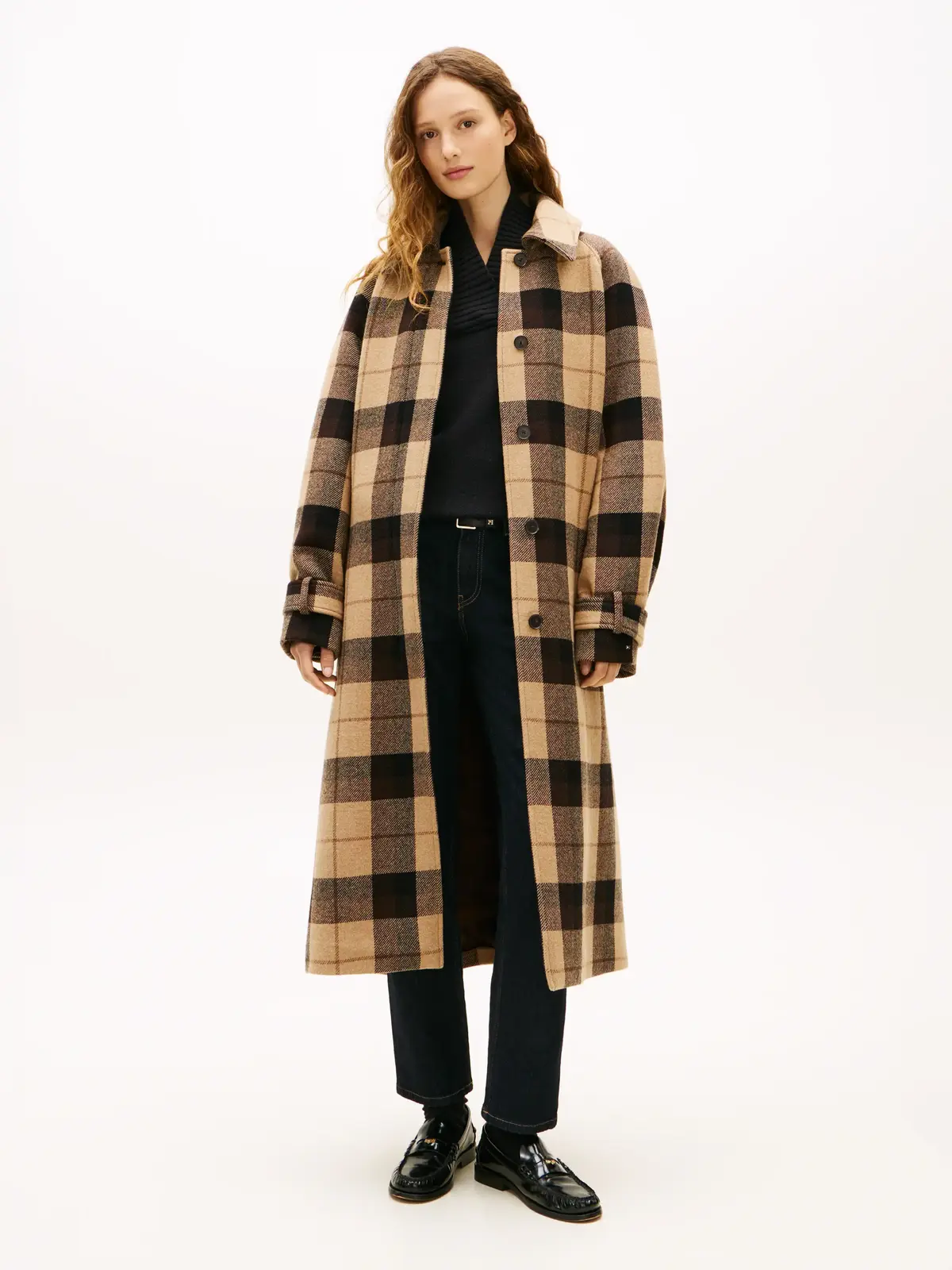 WOOL CHECK BELTED RL, 0M7