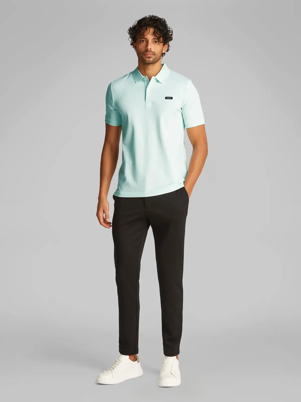 Calvin Klein STRETCH PIQUE SLIM Yeşil Erkek Tişört