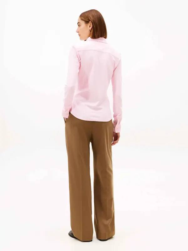 Tommy Hilfiger 1985 SLIM PIQUE BTN, 0D7 Pembe Kadın Gömlek