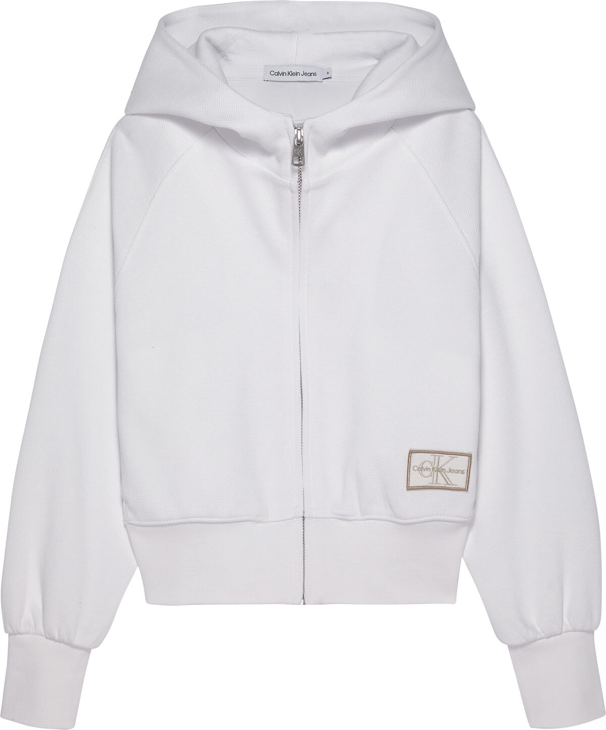 Calvin Klein INTERLOCK PIQUE ZIP Kadın Beyaz Sweatshirt