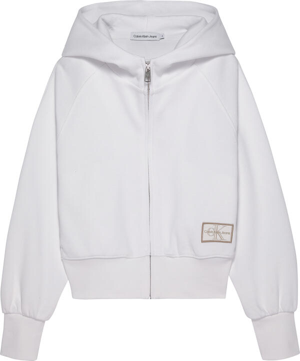 Calvin Klein INTERLOCK PIQUE ZIP Kadın Beyaz Sweatshirt