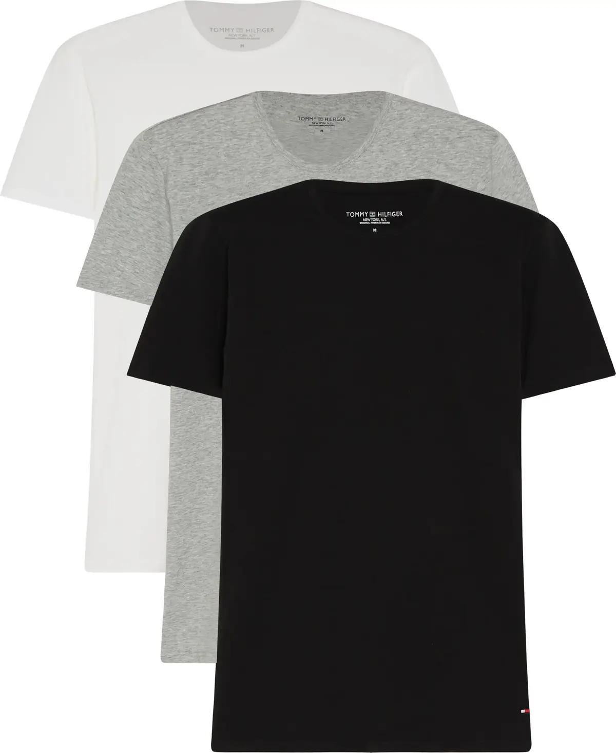 Tommy Hilfiger STRETCH CN TEE SS 3P Erkek Siyah T-Shirt