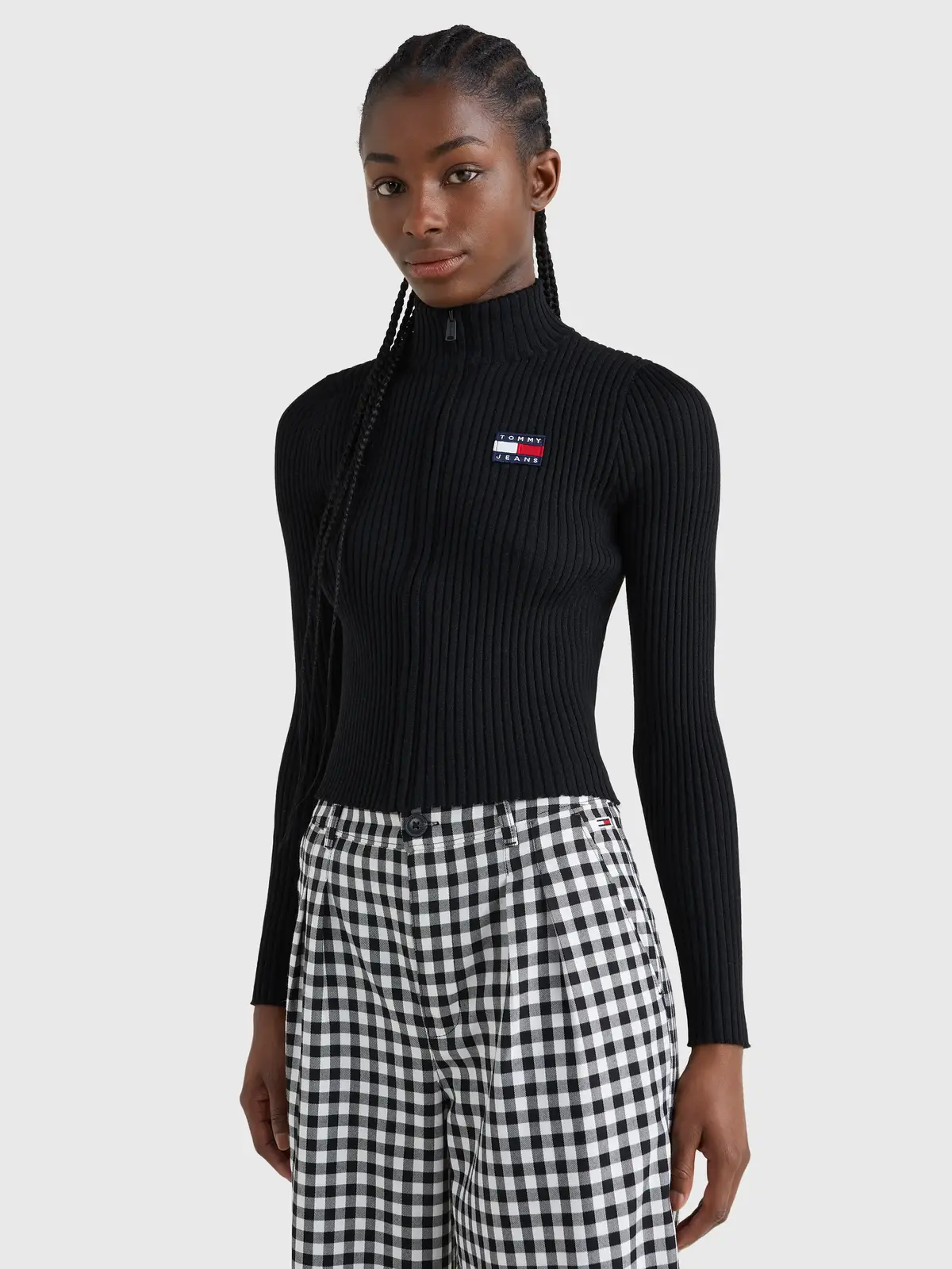 Tommy Hilfiger TJW BADGE ZIP TRHU S Kadın Siyah Kazak