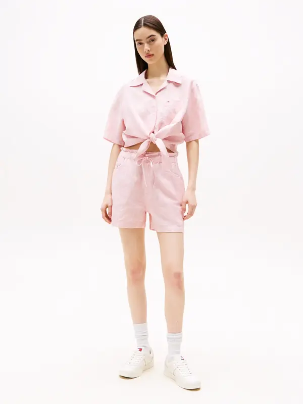Tommy Hilfiger TJW CRP LINEN SS SHI, TH3 Pembe Kadın Gömlek